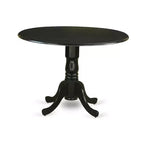 Dining Set - 5 Piece Round Table & 4 Linen Chairs - 42x42 Inch Black Kitchen Set