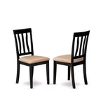 Dining Set - 5 Piece Round Table & 4 Linen Chairs - 42x42 Inch Black Kitchen Set