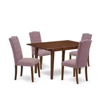 HomeStock 5-Pc Mahogany Finish Solid Wood Top - Rectangular Dining Room Set with Butterfly Leaf - Seats 4