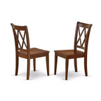 HomeStock 7-Piece Rectangle Mahogany Finish Solid Wood Top Dining Table with 6 Chairs with Cross Back