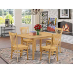 Table à manger HomeStock 5 pièces rectangulaire en bois massif finition chêne naturel avec 4 chaises