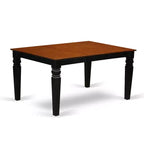 HomeStock 5-Piece Rectangle Black and Cherry Finish Solid Wood Top Dining table with 4 Chairs