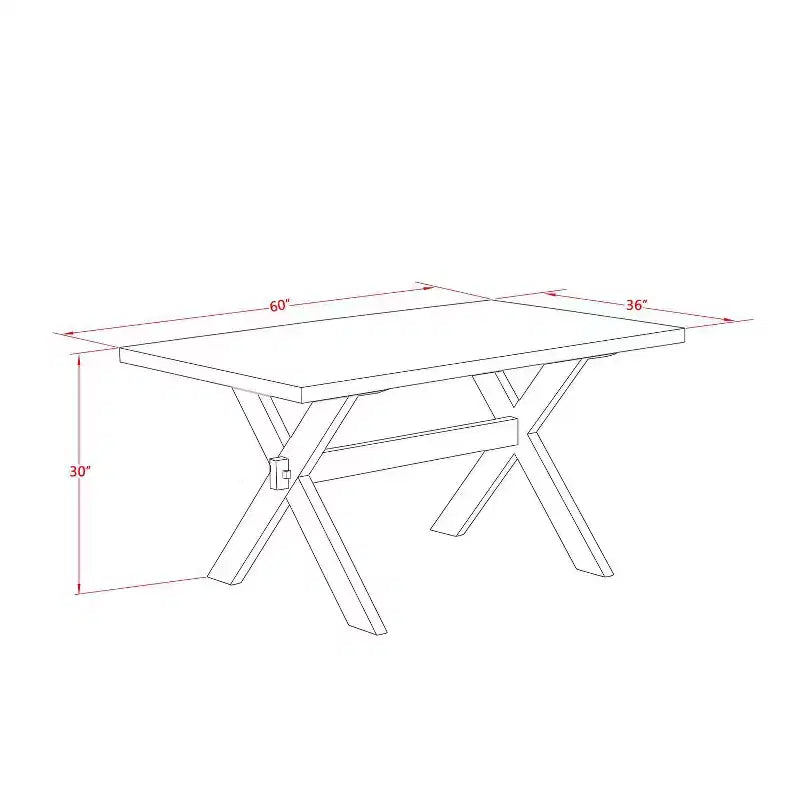 Table à manger HomeStock 7 pièces rectangulaire en bois massif, finition jacobine patinée, avec 6 chaises