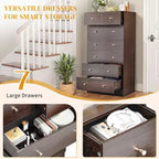Grande commode Karl Home à 7 tiroirs pour chambre à coucher et commode avec construction robuste, organisateur de rangement en bois pour placard, marron