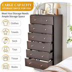 Grande commode Karl Home à 7 tiroirs pour chambre à coucher et commode avec construction robuste, organisateur de rangement en bois pour placard, marron
