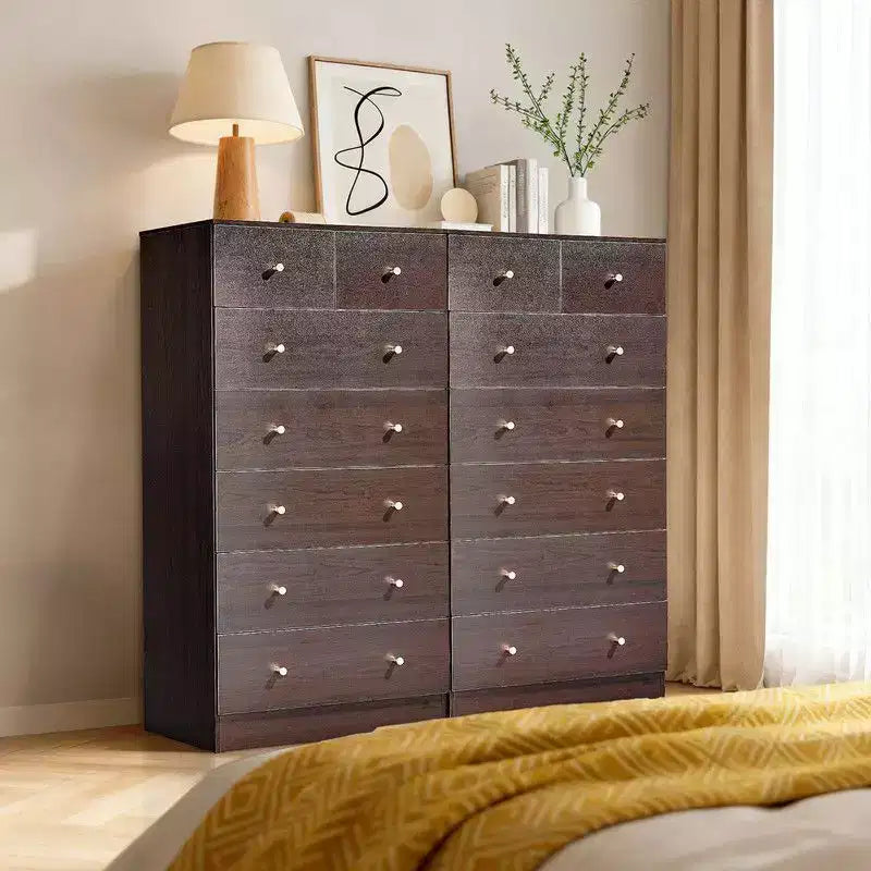 Grande commode Karl Home à 7 tiroirs pour chambre à coucher et commode avec construction robuste, organisateur de rangement en bois pour placard, marron