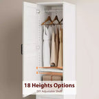 Armoire double porte, armoire en bois de 72 pouces avec tringle de suspension, comprenant 18 étagères réglables, idéale pour le rangement de vêtements dans la chambre.