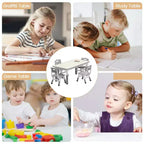 Ensemble Table et 4 Chaises pour Enfants, Table et Chaises Réglables en Hauteur pour Enfants de 3 à 10 Ans, Plateau Graffiti, Pieds Antidérapants