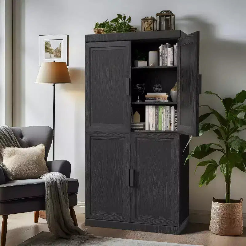 Dovelina Wood Modern Decorative Storage Cabinets Multipurpose Storage Cabinet - Black