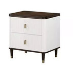 Table de chevet Royal Hampton 27 pouces, 2 tiroirs, chargeur USB, bois massif, blanc, marron