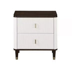 Table de chevet Royal Hampton 27 pouces, 2 tiroirs, chargeur USB, bois massif, blanc, marron