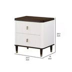 Table de chevet Royal Hampton 27 pouces, 2 tiroirs, chargeur USB, bois massif, blanc, marron