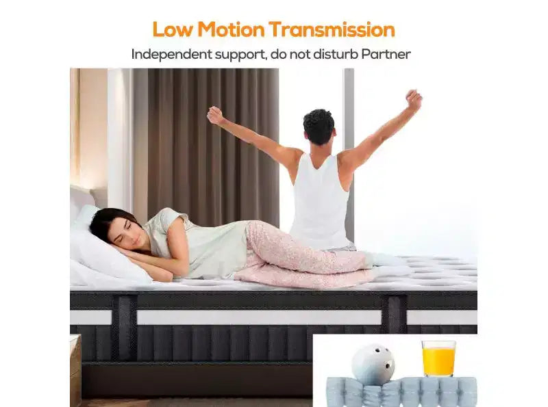 Matelas hybride en boîte King de 14 pouces, mousse à mémoire de forme en gel Soutien moyen, isolation des mouvements, housse rafraîchissante, certifié CertiPUR-US