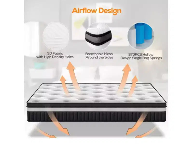 Matelas hybride en boîte King de 14 pouces, mousse à mémoire de forme en gel Soutien moyen, isolation des mouvements, housse rafraîchissante, certifié CertiPUR-US