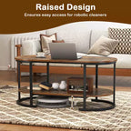 Costway Oval Coffee Table with Metal Support Legs for Apartment Office Reception Rustic Brown