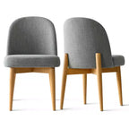 Chaises de salle à manger sans accoudoirs rembourrées (lot de 2), chaises d'appoint en tissu mélangé de lin avec pieds en bois massif, chaises de salle à manger de cuisine modernes - Panipeachy
