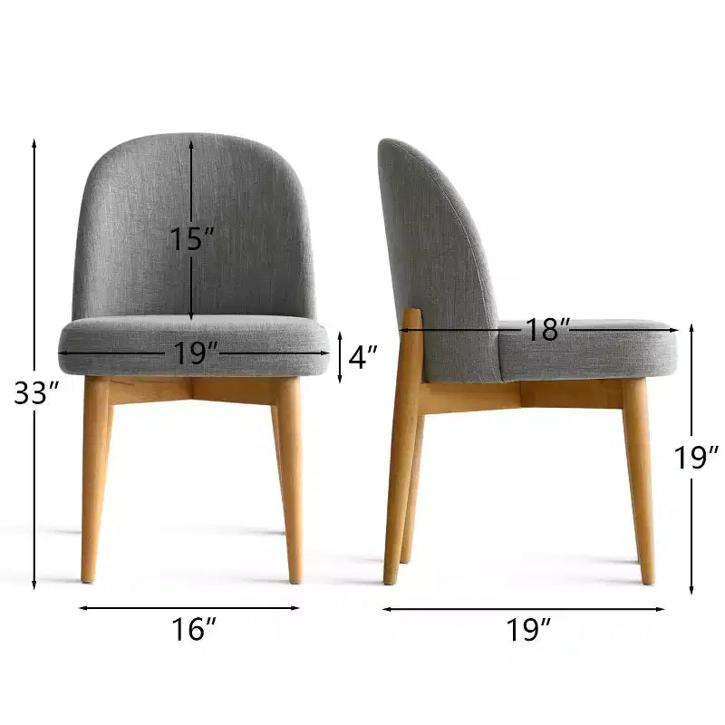 Chaises de salle à manger sans accoudoirs rembourrées (lot de 2), chaises d'appoint en tissu mélangé de lin avec pieds en bois massif, chaises de salle à manger de cuisine modernes - Panipeachy