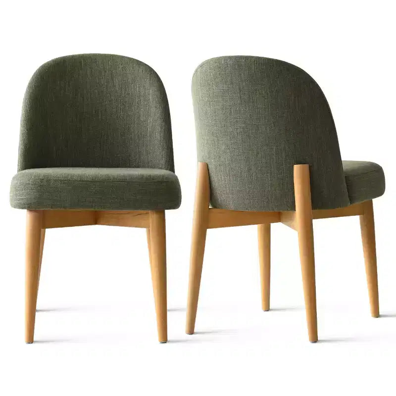 Chaises de salle à manger sans accoudoirs rembourrées (lot de 2), chaises d'appoint en tissu mélangé de lin avec pieds en bois massif, chaises de salle à manger de cuisine modernes - Panipeachy