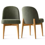 Chaises de salle à manger sans accoudoirs rembourrées (lot de 2), chaises d'appoint en tissu mélangé de lin avec pieds en bois massif, chaises de salle à manger de cuisine modernes - Panipeachy