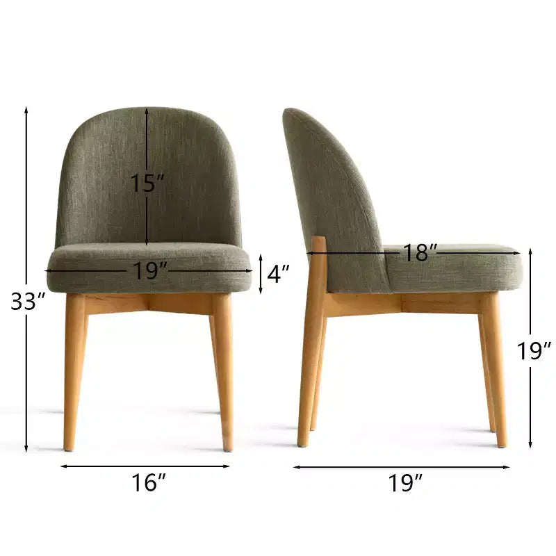 Chaises de salle à manger sans accoudoirs rembourrées (lot de 2), chaises d'appoint en tissu mélangé de lin avec pieds en bois massif, chaises de salle à manger de cuisine modernes - Panipeachy