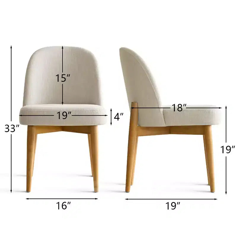 Chaises de salle à manger sans accoudoirs rembourrées (lot de 2), chaises d'appoint en tissu mélangé de lin avec pieds en bois massif, chaises de salle à manger de cuisine modernes - Panipeachy