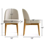 Chaises de salle à manger sans accoudoirs rembourrées (lot de 2), chaises d'appoint en tissu mélangé de lin avec pieds en bois massif, chaises de salle à manger de cuisine modernes - Panipeachy