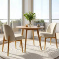 Armless Upholstered Dining Chairs Set of 2, Linen Blend Fabric Side Chairs with Solid Wood Legs, Modern Kitchen Dining Room Chairs - Panipeachy