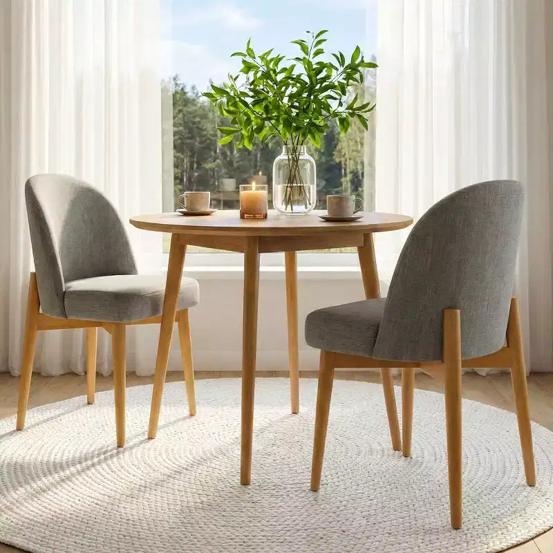 Chaises de salle à manger sans accoudoirs rembourrées (lot de 2), chaises d'appoint en tissu mélangé de lin avec pieds en bois massif, chaises de salle à manger de cuisine modernes - Panipeachy