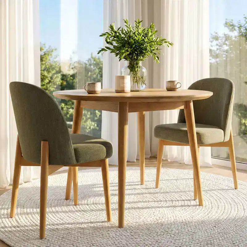 Chaises de salle à manger sans accoudoirs rembourrées (lot de 2), chaises d'appoint en tissu mélangé de lin avec pieds en bois massif, chaises de salle à manger de cuisine modernes - Panipeachy