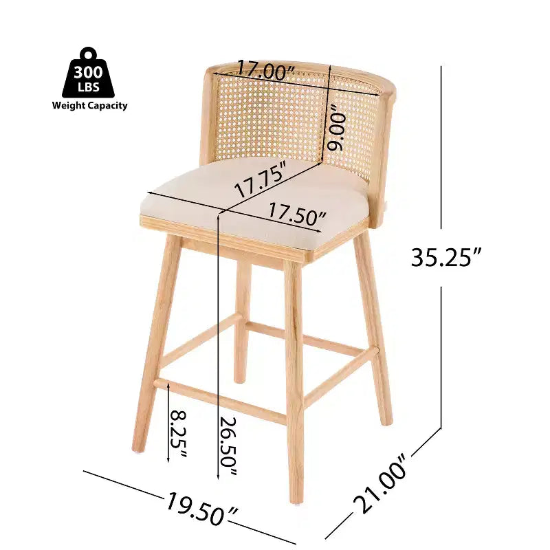 Christopher Knight Home Lyric Modern Woven Rattan Rubberwood Upholstered Counter Stools (Set of 2)