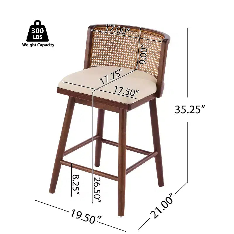 Christopher Knight Home Lyric Modern Woven Rattan Rubberwood Upholstered Counter Stools (Set of 2)