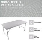 Table pliante en rotin 120 cm - Table de pique-nique portable robuste pour fêtes, repas, camping avec poignée