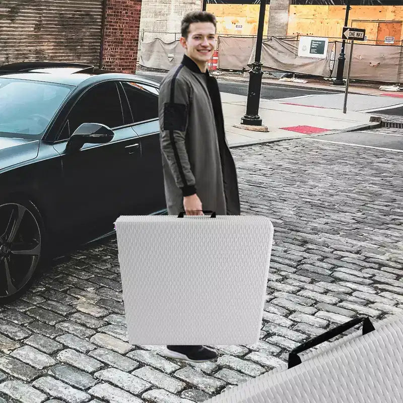 Table pliante en rotin 120 cm - Table de pique-nique portable robuste pour fêtes, repas, camping avec poignée