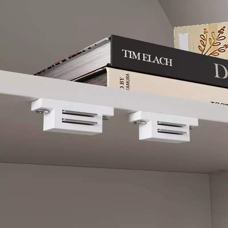 Bibliothèque de rangement Famapy avec portes vitrées cintrées, fermeture magnétique, étagères ouvertes et tiroir