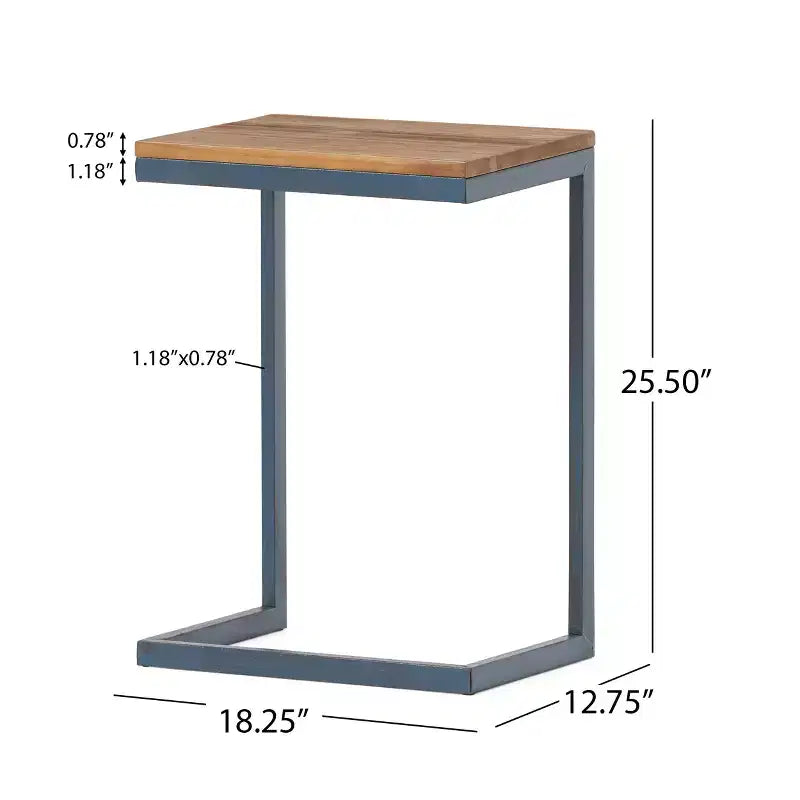 Christopher Knight Home Cassie Indoor Fir Wood and Iron C Shaped Side Table