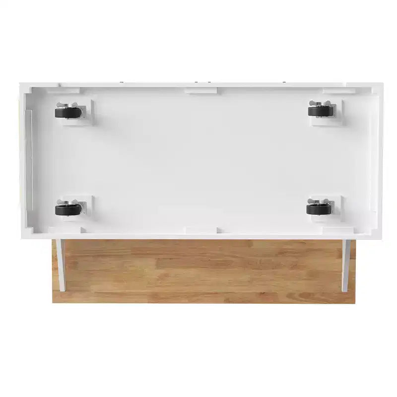 Grand îlot de cuisine Zeus & Ruta de 137 cm avec abattant en bois d'hévéa, chariot roulant à texture gaufrée, 4 roues, 4 portes et 3 tiroirs