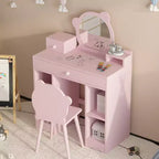 Coiffeuse pour enfants avec tiroirs et étagères – Table de maquillage pour enfants, parfaite pour les salles de jeux et les chambres à coucher