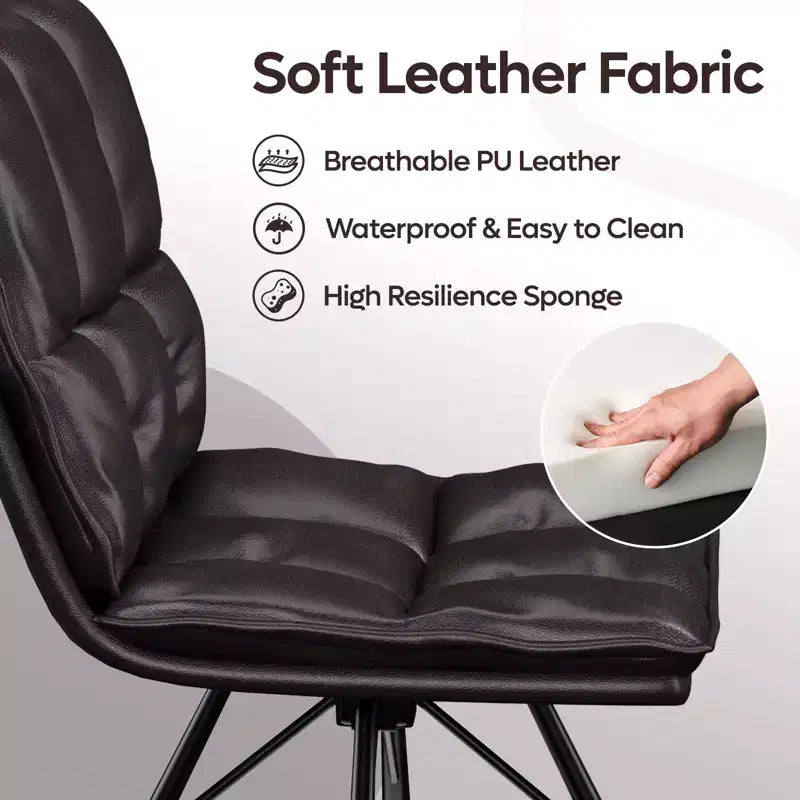 Chaise de salle à manger tapissée Bestier, chaise de cuisine individuelle en cuir PU, chaise de bureau ergonomique, chaise de table douce de 47 cm de hauteur d'assise, noire