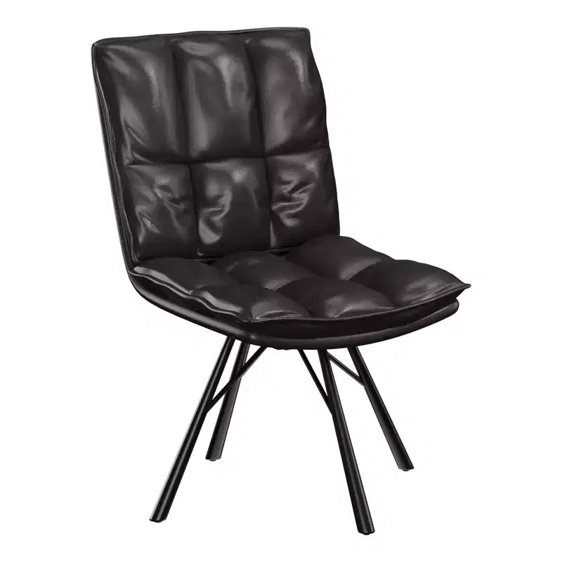 Chaise de salle à manger tapissée Bestier, chaise de cuisine individuelle en cuir PU, chaise de bureau ergonomique, chaise de table douce de 47 cm de hauteur d'assise, noire