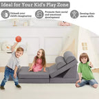 Canapé de jeu modulaire pour enfants, 10 pièces, canapé souple en mousse pour tout-petits avec piscine à balles pour garçons et filles, canapé sectionnel convertible pour enfants, gris