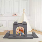 Canapé de jeu modulaire pour enfants, 10 pièces, canapé souple en mousse pour tout-petits avec piscine à balles pour garçons et filles, canapé sectionnel convertible pour enfants, gris