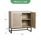 Lot de 2 armoires de rangement avec portes en rotin, buffet console pour salon, entrée, cuisine, salle à manger