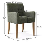 Lot de 2 chaises de salle à manger en lin avec accoudoirs, chaises de cuisine modernes avec pieds en bois, fauteuils pour salle à manger ou salon - Panipeachy