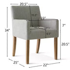 Lot de 2 chaises de salle à manger en lin avec accoudoirs, chaises de cuisine modernes avec pieds en bois, fauteuils pour salle à manger ou salon - Panipeachy