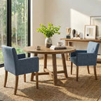 Lot de 2 chaises de salle à manger en lin avec accoudoirs, chaises de cuisine modernes avec pieds en bois, fauteuils pour salle à manger ou salon - Panipeachy