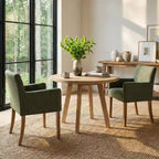 Lot de 2 chaises de salle à manger en lin avec accoudoirs, chaises de cuisine modernes avec pieds en bois, fauteuils pour salle à manger ou salon - Panipeachy