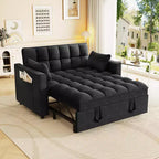 MAYEERTY Canapé-Lit Convertible en Velours Moderne avec Oreillers et Poches Latérales pour Petits Espaces Noir