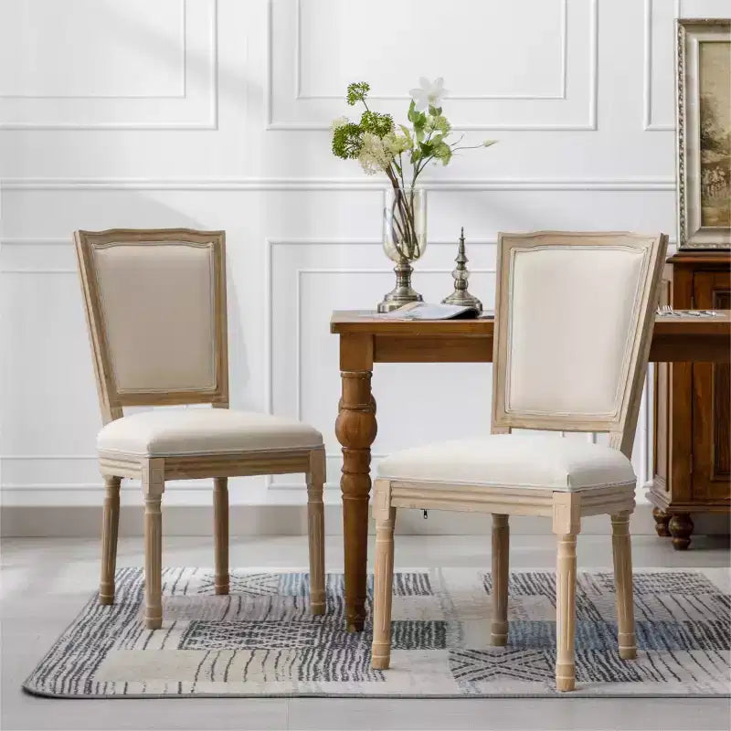 Wood Dining Room Chairs with Back Set of 2, Upholstered Classic Armless Chairs for Kitchen or Dining Room-Panipeachy
