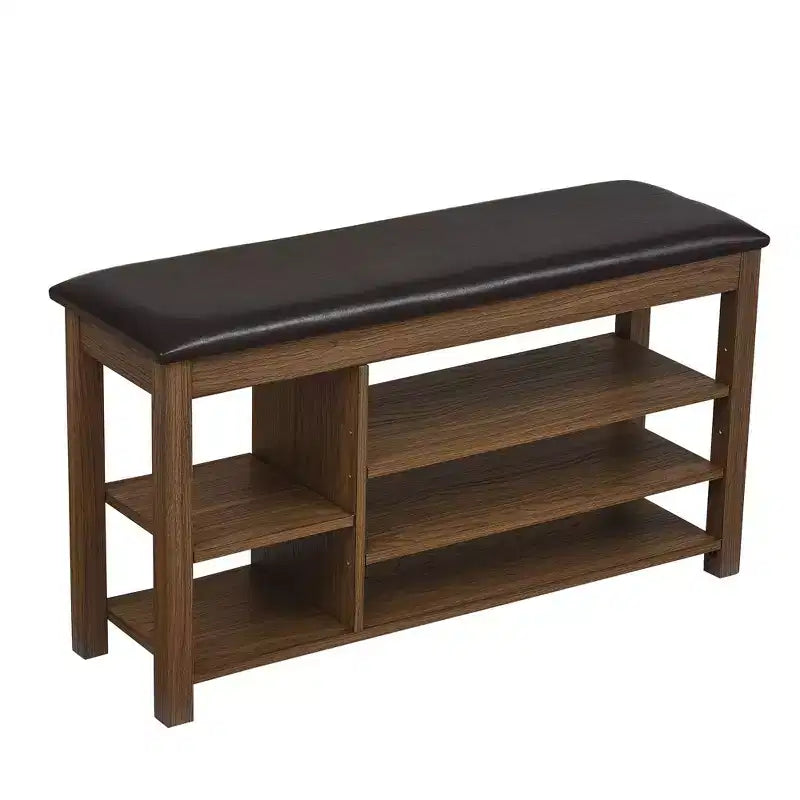 Banc à chaussures Homy Casa avec plateau relevable, étagères inférieures réglables et rangement dissimulé, marron