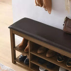 Banc à chaussures Homy Casa avec plateau relevable, étagères inférieures réglables et rangement dissimulé, marron